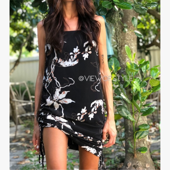 SHONA JOY Ruched Slip Dress In Shadows Black - Picture 9 of 16